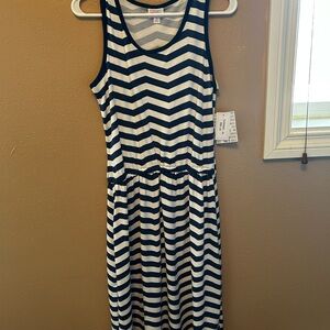 LuLaRoe Navy and White Striped Midi Dress
